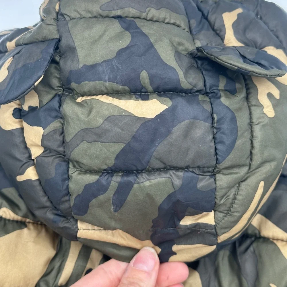 Old Navy Kids Camo Puffer Jacket Coat Hood with Ears Green 12-18‎ Months